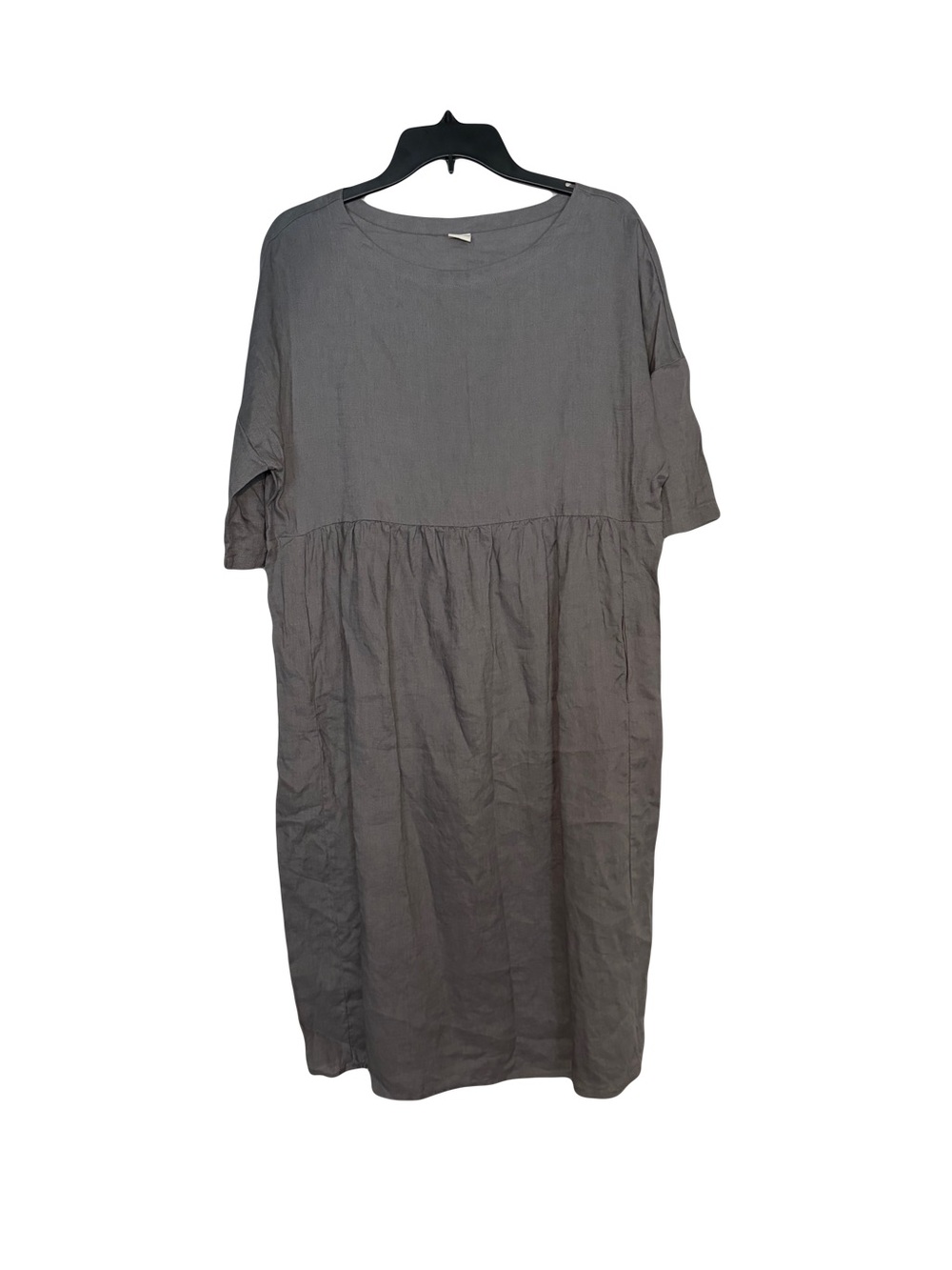 LINTICO Relaxed Short-Sleeve Gray Midi Dress size small 100% linen